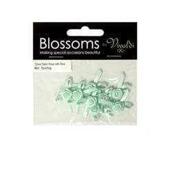 AussieSuperStore Art & Craft Essentials Mint Satin Grub Rose with Bow (in 9 colours) Satin Grub Rose with Bow | Artificial Flower Party Decoration 9323823151027 GRBMT